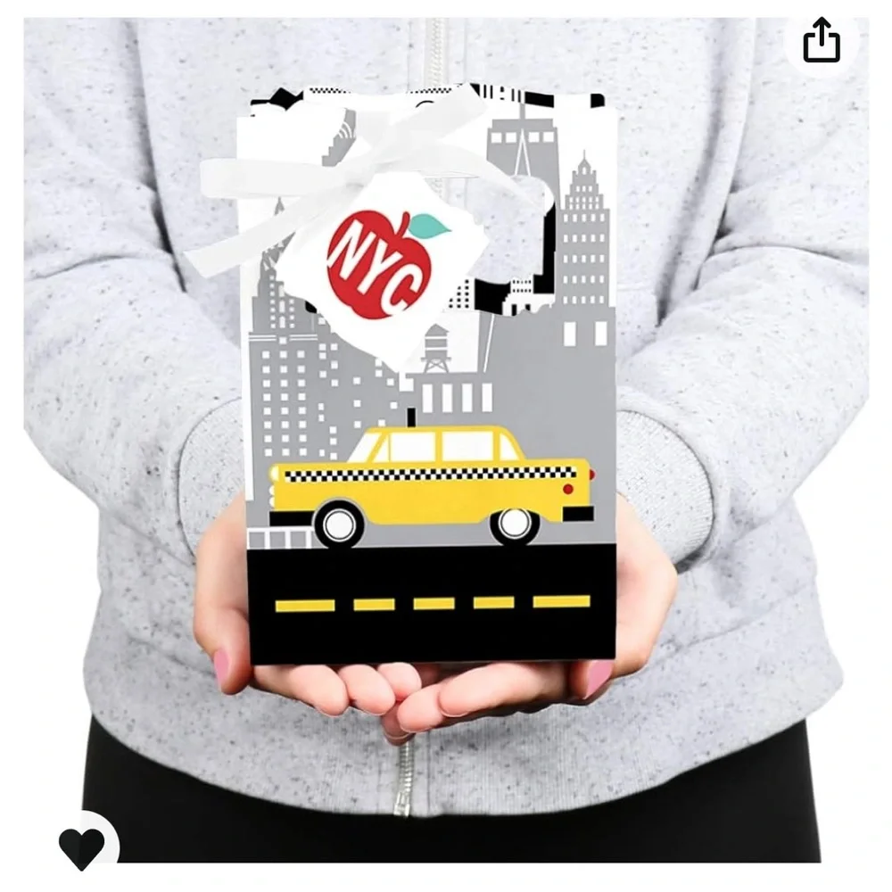 NWT‼️ 12 NYC Big Apple Theme Party Favor Boxes Containers Cityscape Gift Bags